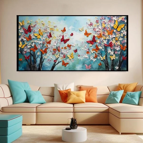 Butterflies 3D Yoğun Yağlı Boya Tablo ürün görseli 1