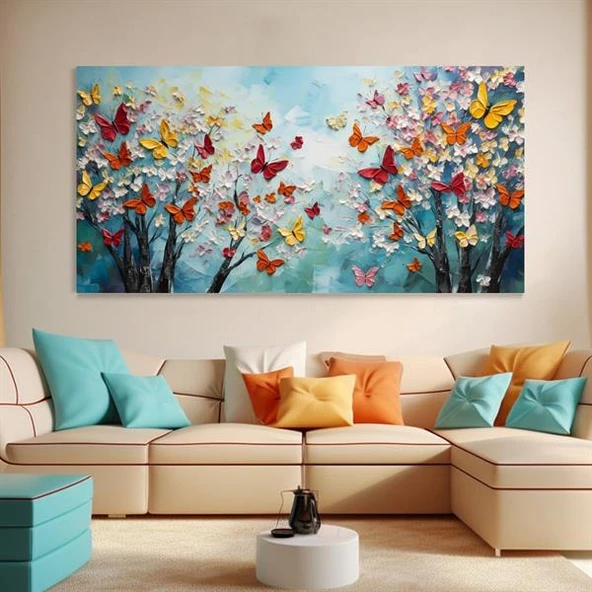 Butterflies 3D Yoğun Yağlı Boya Tablo ürün görseli 1