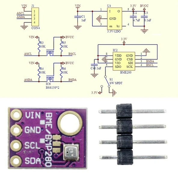Sıcaklık Nem ve Barometrik Basınç Sensörü BME-280 BME280 5 Volt - Resim 5