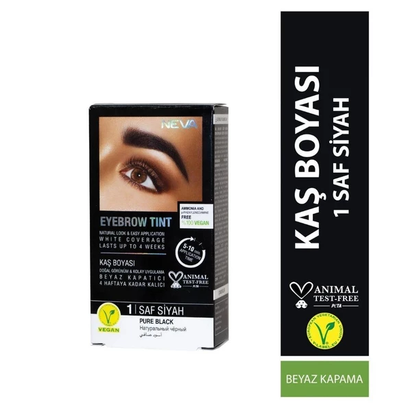 Neva Eyebrow Tint Vegan Kaş Boyası Seti 1 Saf Siyah ürün görseli 1