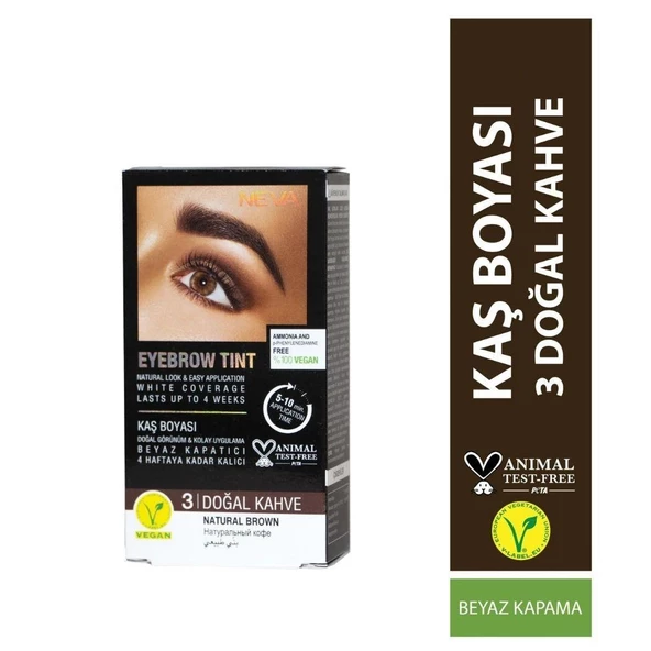 Neva Eyebrow Tint Vegan Kaş Boyası Seti 3 Doğal Kahve ürün görseli 1
