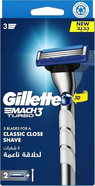 Gillette Mach 3 Turbo 3d Tıraş Makinesi+ 2 Yedek Bıçak 7702018514311 ürün görseli 1