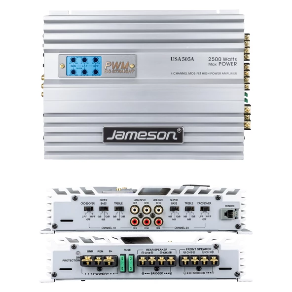 JAMESON USA-505A 4 KANAL 2500 WATT OTO ANFİ ürün görseli 1