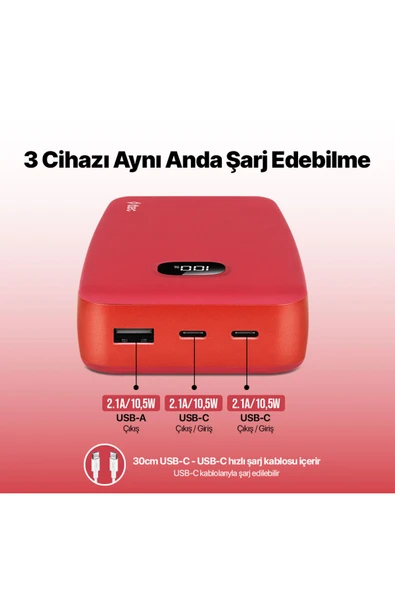 Ttec 2BB211GK ChargeUp LCD 20.000 mAh Taşınabilir Hızlı Şarj Aleti / Powerbank - Resim 3