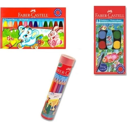Faber-Castell Ofisinn Pastel Boya + Sulu Boya Seti + Kuruboya 12'li ürün görseli 1