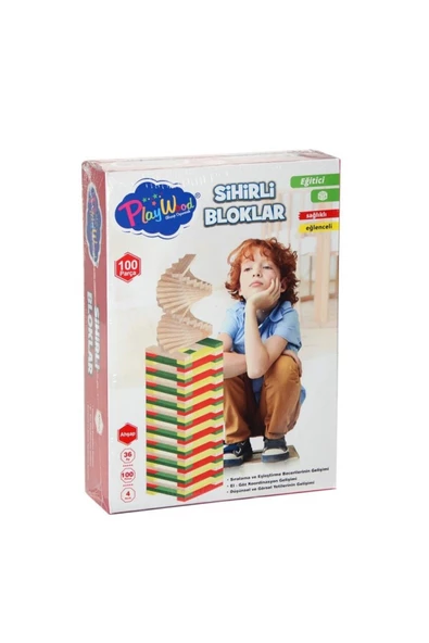 Çocuk Sihirli Bloklar Ahşap Oyunu 100 Parça ürün görseli 1