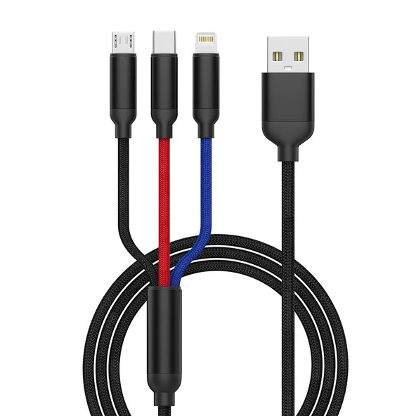 Torima 3A 3in1(Micro-Type-C-Iphone) Hızlı Şarj-Data Kablosu-U35 - Resim 2
