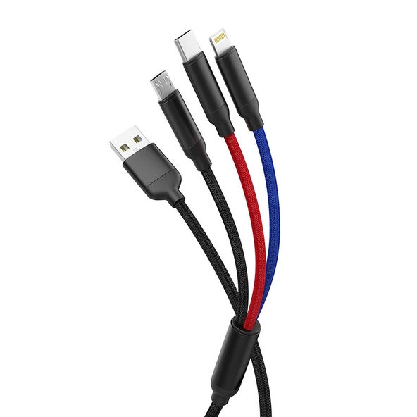 Torima 3A 3in1(Micro-Type-C-Iphone) Hızlı Şarj-Data Kablosu-U35 - Resim 3