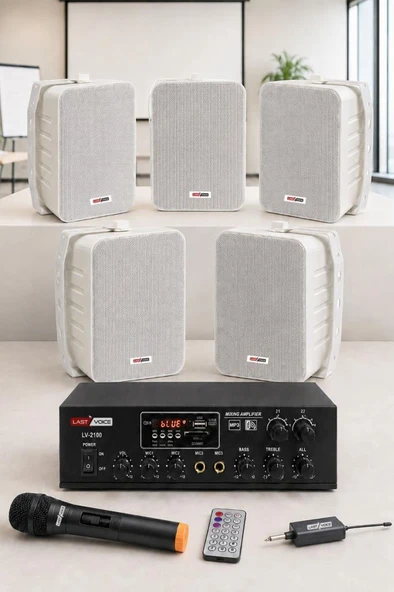 Lastvoice Large Plus Paket-4 Hoparlör ve Anfi Anons Ses Sistemi Seti ürün görseli 1
