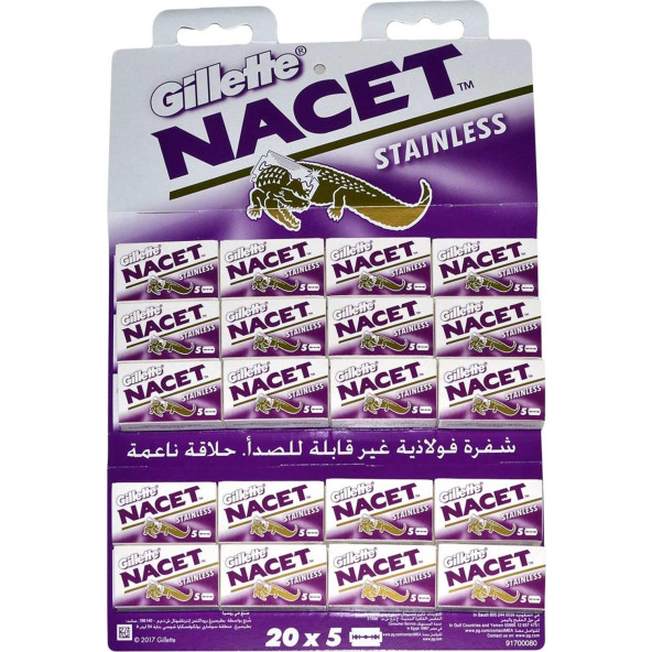 Gillette Nacet Tıraş Bıçağı Çift Kenarlı Double Edge Jilet 5x20'li Kartela ürün görseli 1