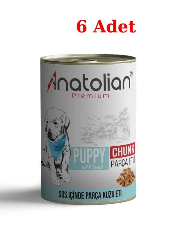 Anatolian Premium Puppy Lamb Kuzulu Parça Etli Yavru Köpek Konservesi 400 gr x 6 Adet ürün görseli 1