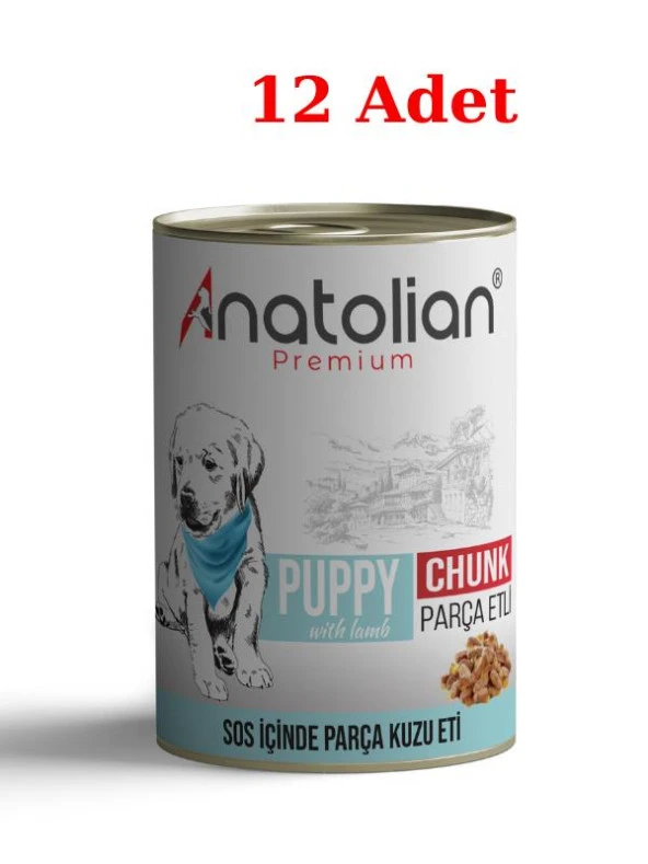 Anatolian Premium Puppy Lamb Kuzulu Parça Etli Yavru Köpek Konservesi 400 gr x 12 Adet ürün görseli 1