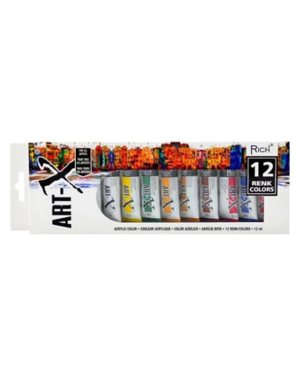 Rich Art-X 12 ml 12 Renk Tüp Akrilik Boya 07521 ürün görseli 1