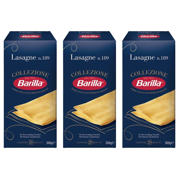Barilla Lazanya / Lasagne n.189 Sade Makarna 500 Gr. x 3 Adet ürün görseli 1