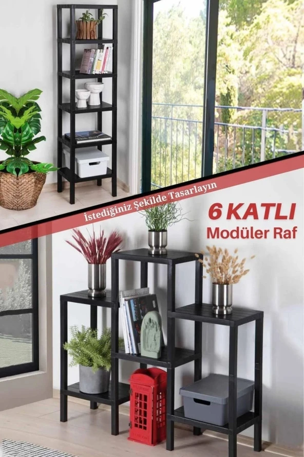 6 Katlı Modüler Raf Banyo Düzenleyici Mutfak Balkon Salon Bahçe Organizeri ürün görseli 1
