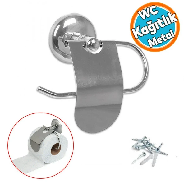 Tuvalet Kağıtlık Aparat Kapaklı WC Kağıt Standı Paslanmaz Metal Sağlam Kaliteli Krom ürün görseli 1