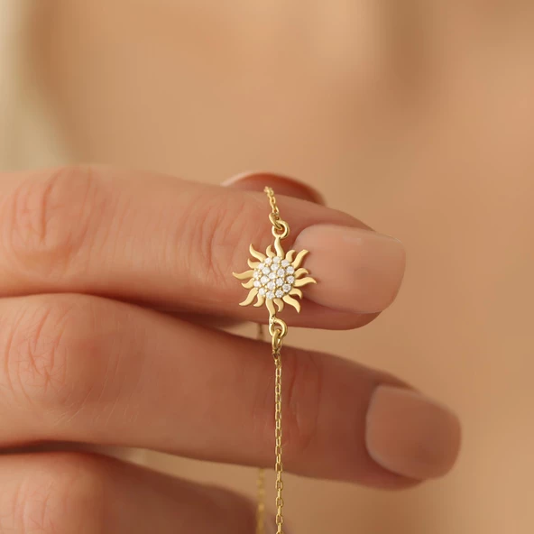 925 Ayar Gümüş Swarovski Taşlı Güneş Bileklik - CBS00107 ürün görseli 1