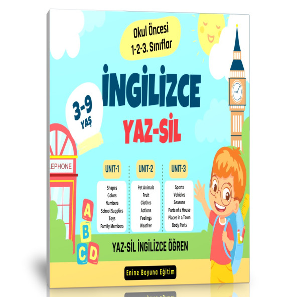 Okul Öncesi İngilizce YAZ-SİL Öğren Kitabı (3-9 YAŞ) ürün görseli 1