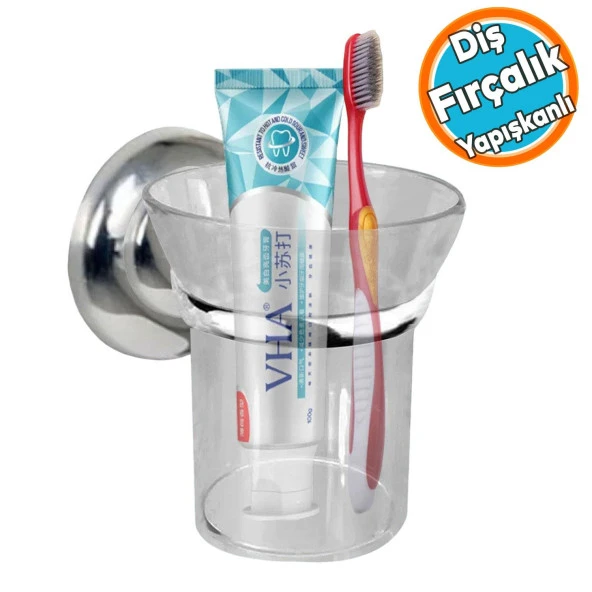 Yapışkanlı Diş Fırçalık Banyo Diş Fırçası Kabı Kutusu Krom Kristal ürün görseli 1