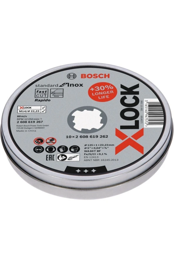 Bosch X-LOCK SDInoxR KesmeTaşı125*1mmDüz10lu ürün görseli 1