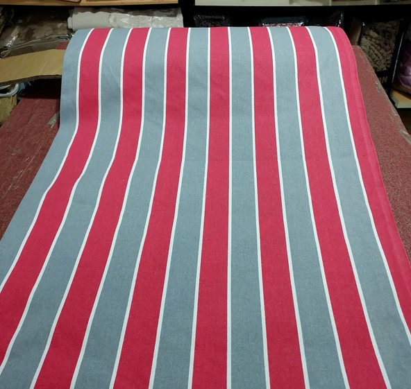 Balkon Perdesi Branda Kumaşı Metrelik (En 150cm)-Gri Kırmızı ürün görseli 1