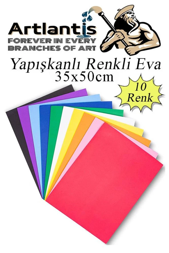 Yapışkanlı Eva A4 35x50 cm 10 Renk 1 Paket Yapışkanlı Eva Süngeri 10'lu Okul Kreş Anasınıfı Elişi Etkinlikleri ürün görseli 1