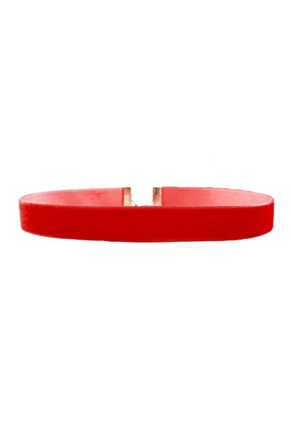 Kırmızı Renk Kadife Kadın Choker Kolye ürün görseli 1