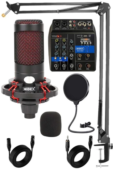 Midex CXN-30 Paket-2 +48V Mikserli Condenser Mikrofon Stand Seti ürün görseli 1