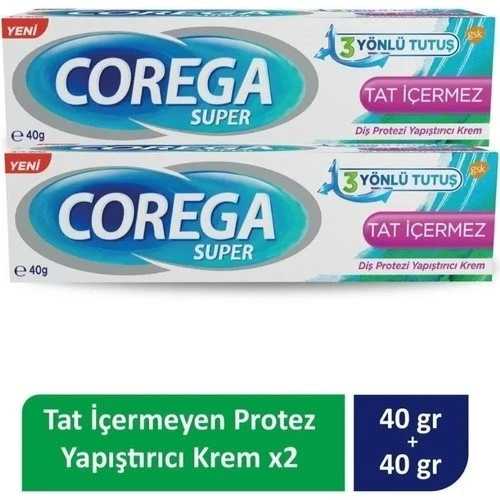 Corega Super Tat İçermez Diş Protezi Yapıştırıcı Krem 40 gr 2 Adet ürün görseli 1