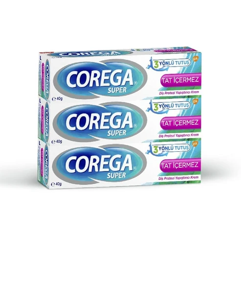 Corega Super Tat İçermez Diş Protezi Yapıştırıcı Krem 40 gr 3 Adet ürün görseli 1