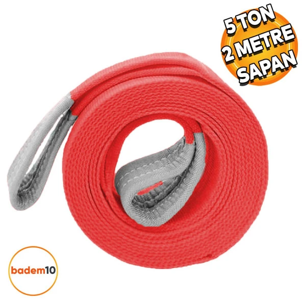 Sapan Polyester Spanzet 5 Ton 2 Metre Kırmızı Sağlam Yük Kaldırma Taşıma İndirme Halat ürün görseli 1