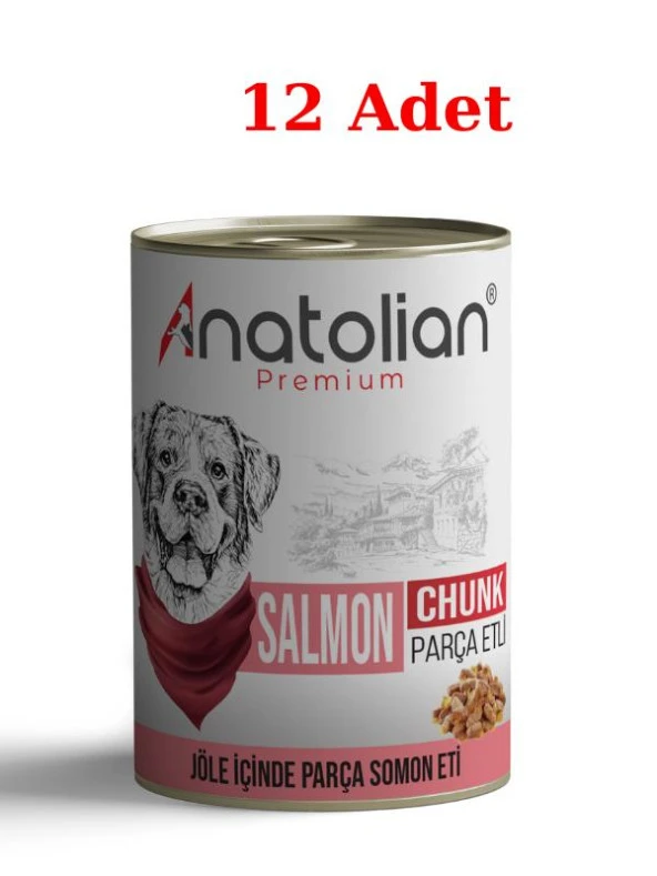 Anatolian Premium Adult Salmon Somonlu Parça Etli Yetişkin Köpek Konservesi 400 gr 12 Adet ürün görseli 1