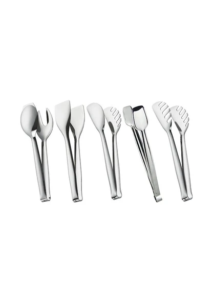 Nehir 5'li Çelik Maşa Seti (Pasta Maşa+Makarna Maşa+Servis Maşa+Salata Maşa+Izgara Maşa 28cm) ürün görseli 1