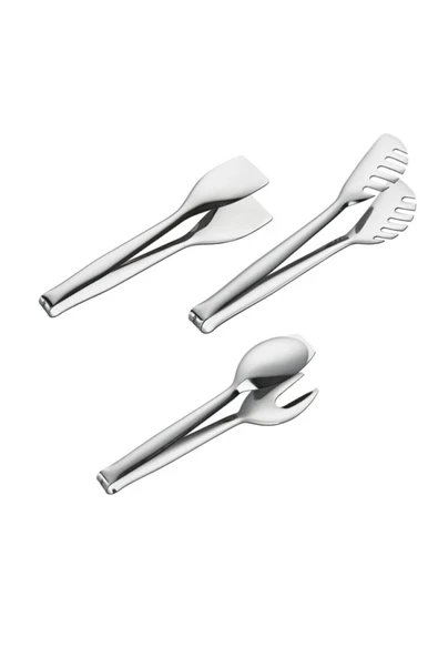 Nehir 3'lü Çelik Maşa Seti (Pasta Maşa+Makarna Maşa+Servis Maşa) ürün görseli 1