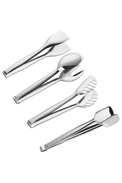 Nehir 4'lü Çelik Maşa Seti (Pasta Maşa+Makarna Maşa+Servis Maşa+Izgara Maşa 28cm) ürün görseli 1