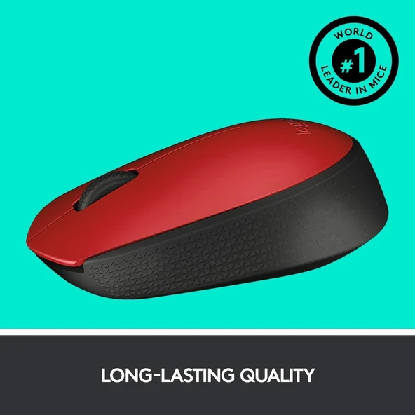 Logitech M171 Kablosuz Mouse Kırmızı USB 12 Ay Pil Ömrü ürün görseli 1