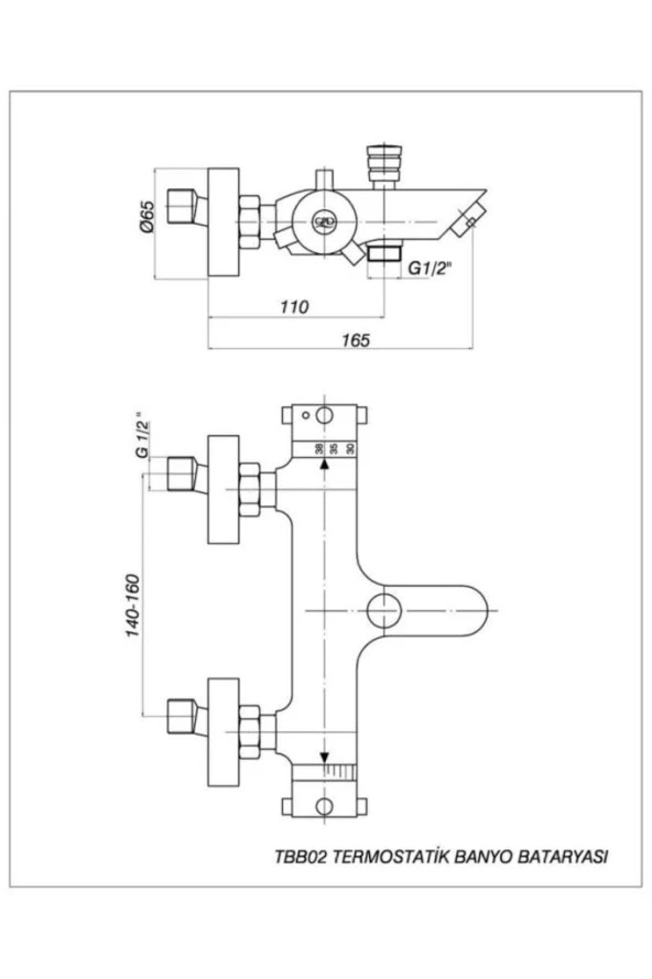 GPD Termostatik Banyo Bataryası  TBB02 - Resim 2