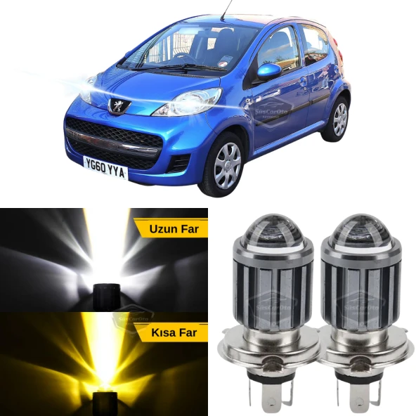 Peugeot 107 2007-2013 Uyumlu Mercekli Far Ampulü Led Xenon Çift Renk Sarı-Beyaz Far Şimşek Etkili CSP Led Lamba Uzun Kısa 2 Adet Takım ürün görseli 1