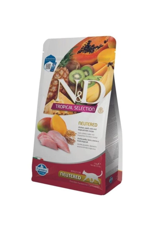 N & D Nd Cat Tropical Kısırlaştırılmış Tavuklu Kedi Maması 1,5 Kg ürün görseli 1
