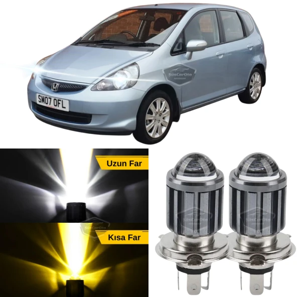 Honda Jazz 2001-2008 Uyumlu Mercekli Far Ampulü Led Xenon Çift Renk Sarı-Beyaz Far Şimşek Etkili CSP Led Lamba Uzun Kısa 2 Adet Takım ürün görseli 1