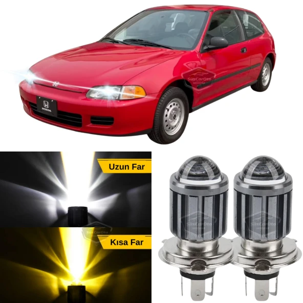Honda Civic 1991-1995 Uyumlu Mercekli Far Ampulü Led Xenon Çift Renk Sarı-Beyaz Far Şimşek Etkili CSP Led Lamba Uzun Kısa 2 Adet Takım ürün görseli 1
