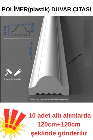 Renkli Duvarlar Boyanabilir Dekoratif PVC Duvar Çıtası 2.5 Cm 1 Boy 240 Cm Duvar Süsleri Koridor Salon Çıta Tasarım ürün görseli 1