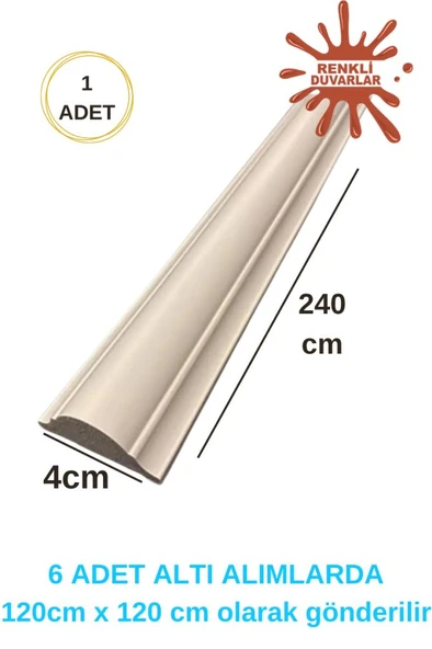 Renkli Duvarlar 4 x 240 Cm 1 Boy Boyanabilir Dekoratif PVC Duvar Çıtası Duvar Süsleri Koridor Salon Çıta Tasarım ürün görseli 1