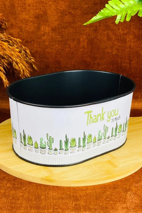 Küçük Metal Ekmeklik Ekmek Kutusu Sepeti Thank You 21cm ürün görseli 1