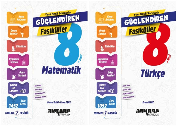 Ankara 2025 8. Sınıf Lgs Matematik + Türkçe Güçlendiren Fasikül Seti 2 Kitap ürün görseli 1