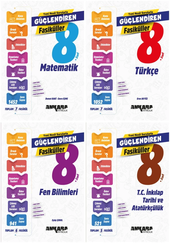 Ankara 2025 8. Sınıf Lgs Matematik + Türkçe + Fen + İnkılap Güçlendiren Fasikül Seti 4 Kitap ürün görseli 1