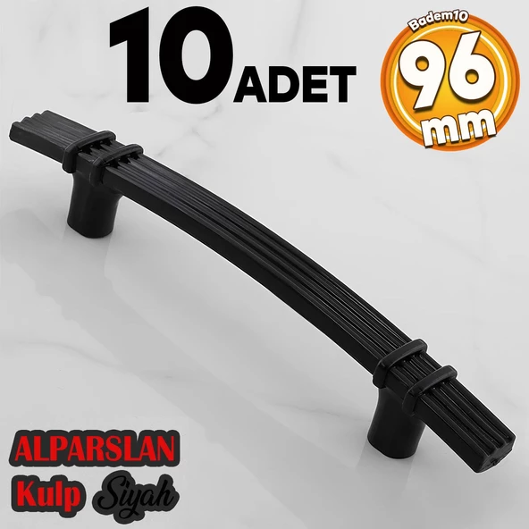 Alparslan 96 Mm (SERT PLASTİK) Siyah Çekmece Mobilya Mutfak Dolap Kulbu Kulpu Kulpları 10 Adet ürün görseli 1