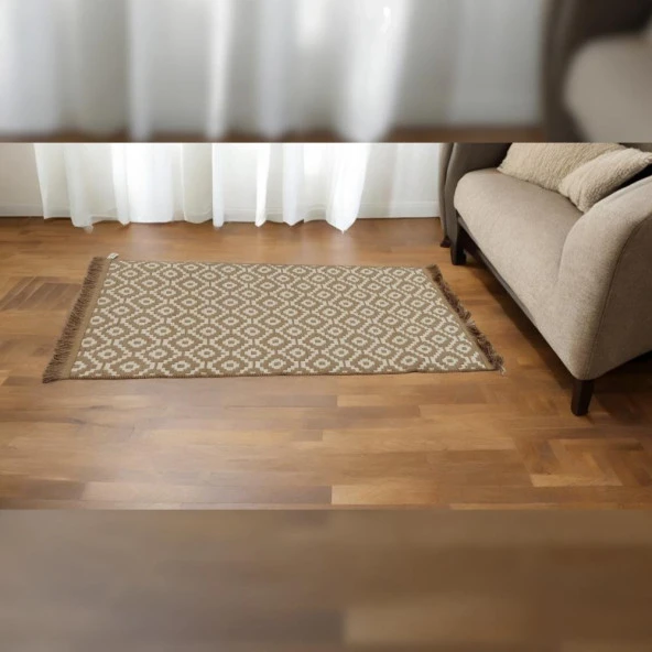 T.Concept Boho Geo Jüt Halı Bej 150 cm ürün görseli 1