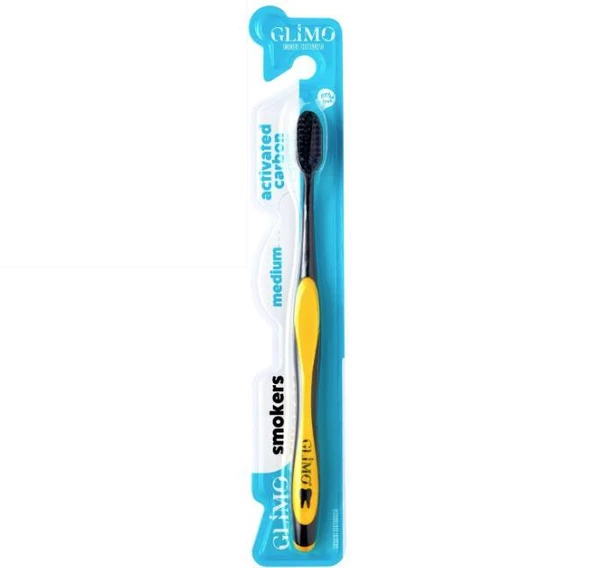 Glimo Smokers Beyazlatıcı Diş Fırçası Medium Sarı ürün görseli 1