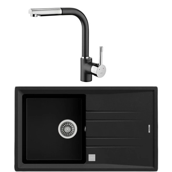 Teka Stone 50 B-Tg Metalik Siyah Evye-ARK 938 Siyah Armatür Seti ürün görseli 1